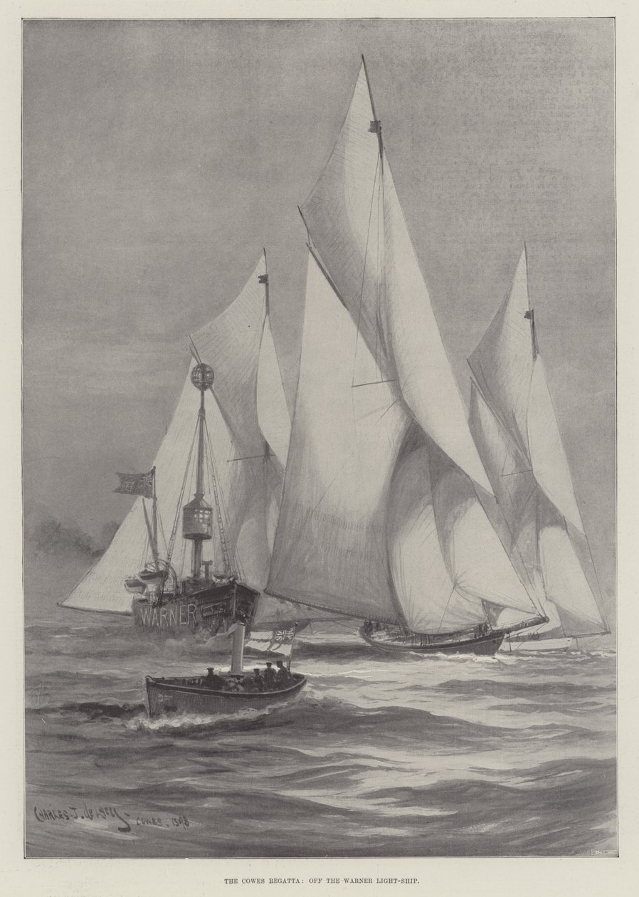 A Cowes Regatta, a Warner Light-hajóról alkotó: Charles John de Lacy