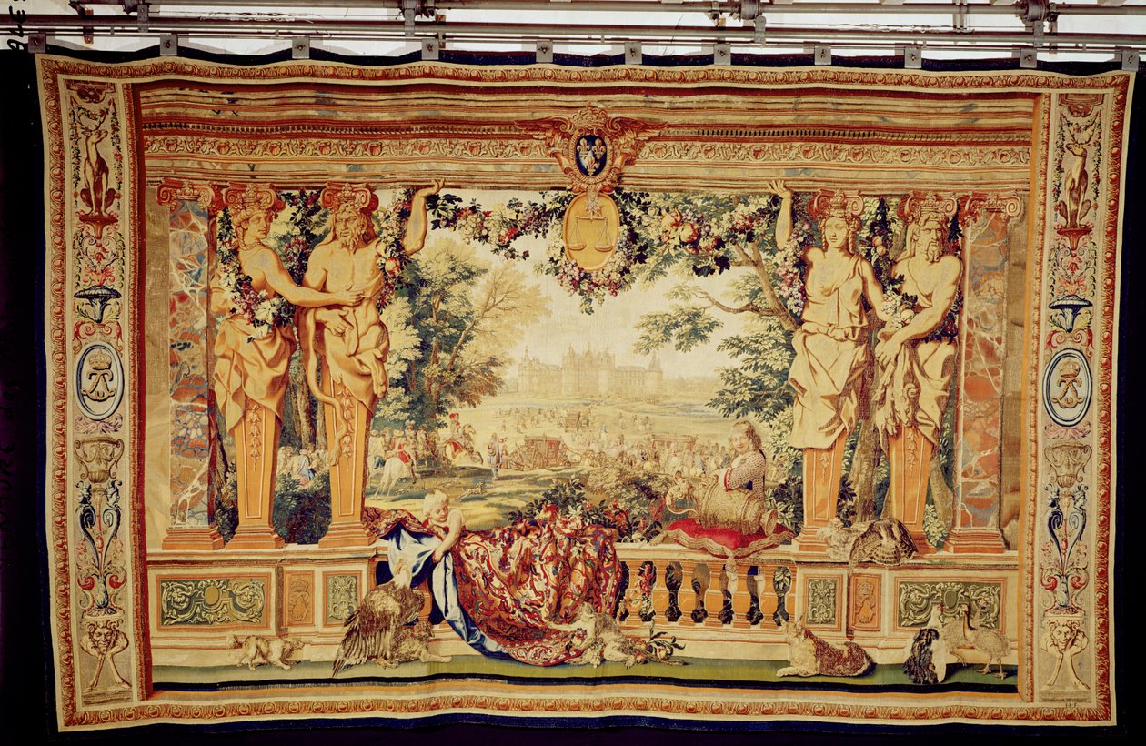 A Szeptember hónap chateau of Chambord, a Gobelins Workshopban XIV. Lajos számára készült „A hónapok vagy királyi rezidenciák” című gobelin-sorozatból (szőnyeg). alkotó: Charles Le Brun