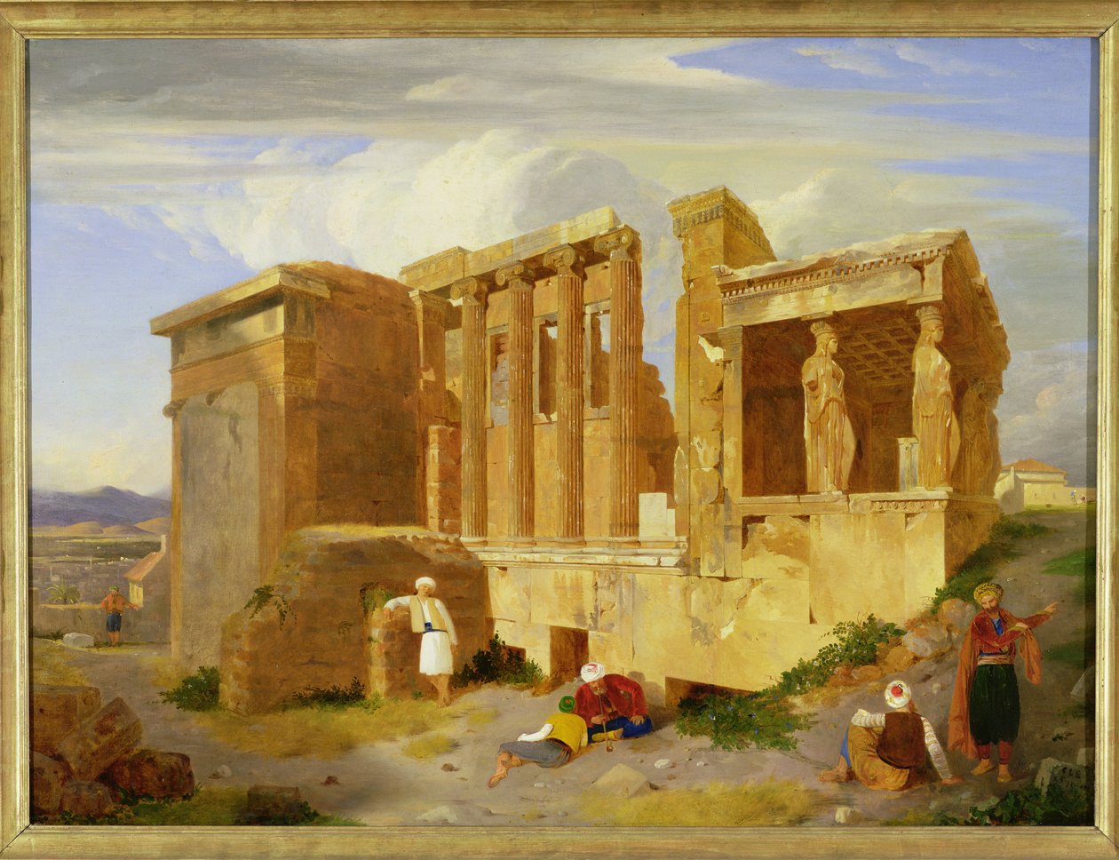 Az Erechtheum, Athén, alakokkal az előtérben, 1821 alkotó: Charles Lock Eastlake