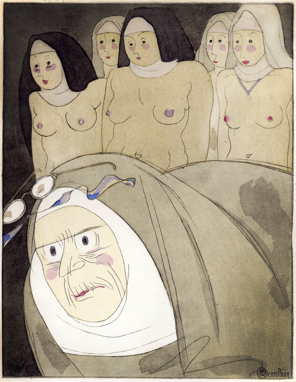 Illusztráció a „Les Contes et Nouvelles en vers de Jean de La Fontaine”-ből, a Librairie de France-ban, Párizs, 1930 (pochoir) alkotó: Charles Martin