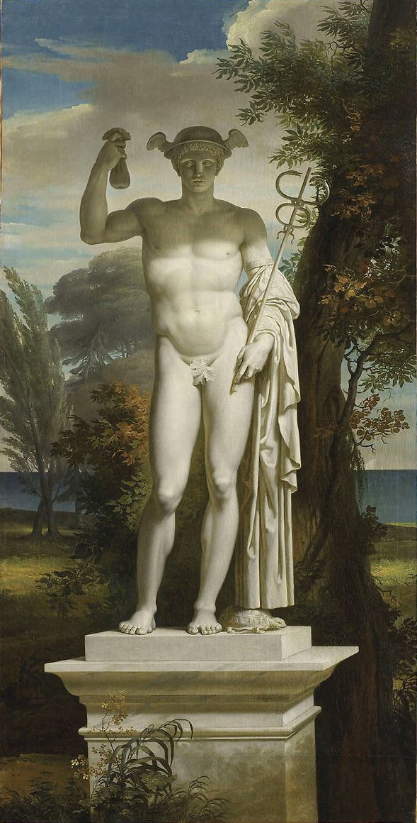 Higanyszobor a tájban Angol: Statue of Mercury in a landscape alkotó: Charles Meynier