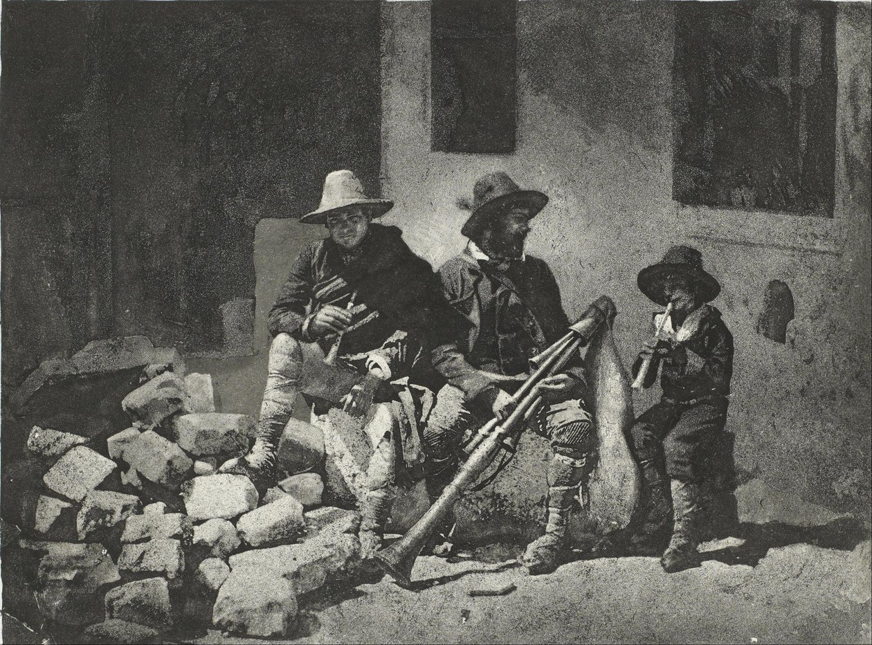 Pifférari Assis, olasz utcazenészek (az udvarban, Quai de Bourbon 21) alkotó: Charles Nègre