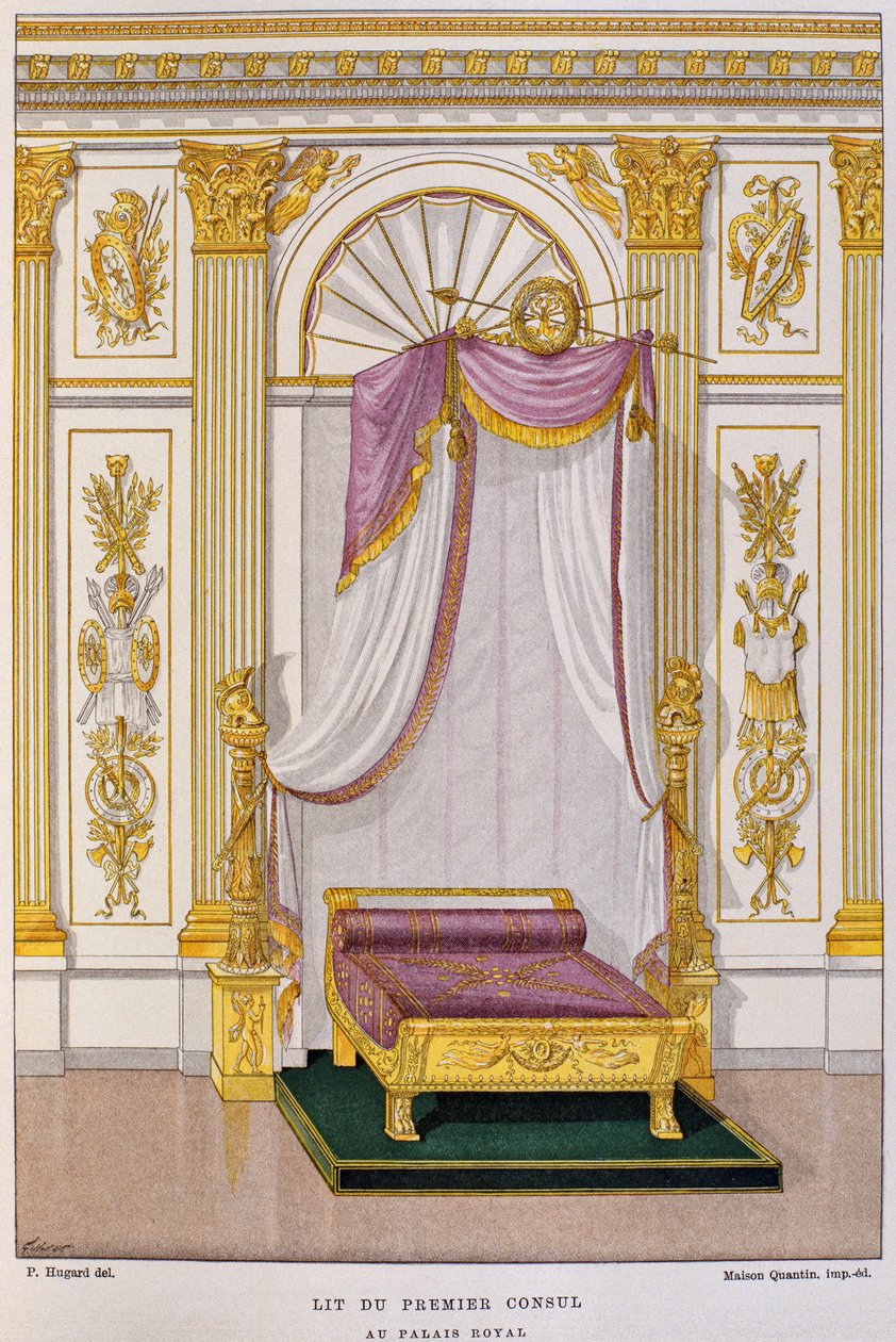 I. Bonaparte Napóleon (1769-1821) első konzul ágya a Palais Royalban, illusztráció Henry Havard "Dictionnaire de l