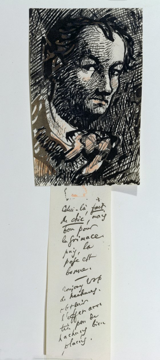 Önarckép felirattal (toll, tinta és gouache papíron) alkotó: Charles Pierre Baudelaire
