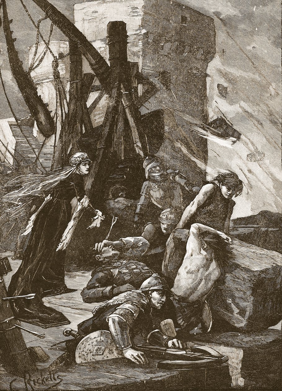 Fekete Ágnes Dunbar várának ostrománál, illusztráció a 