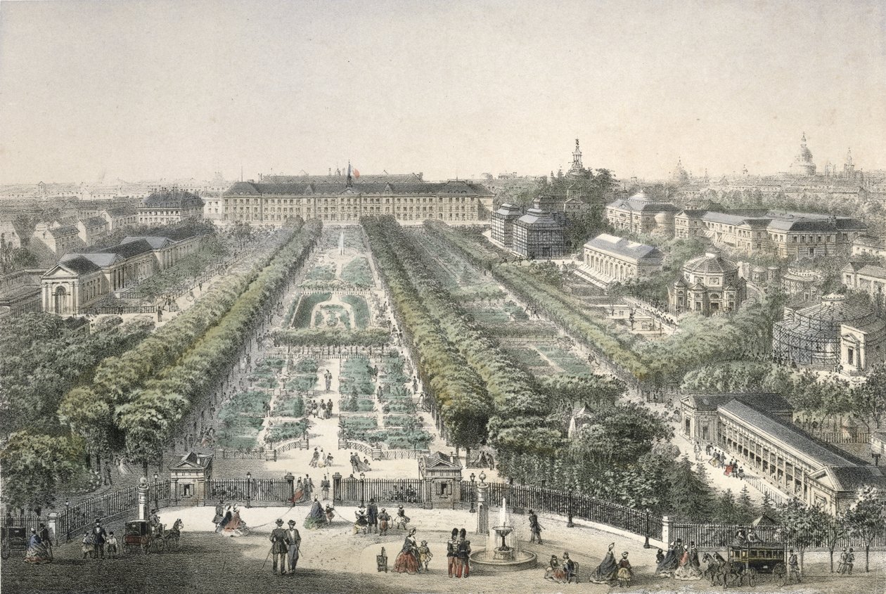 A párizsi Jardin des Plantes látképe, Párizs alkotó: Charles Riviere