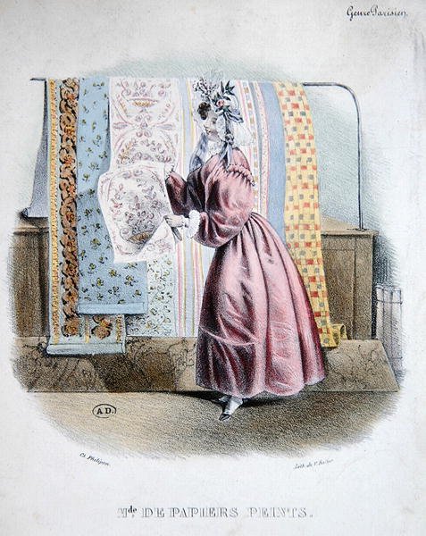 Tapéta eladó, 1840 körül (színes litho) alkotó: Charles (after) Philipon