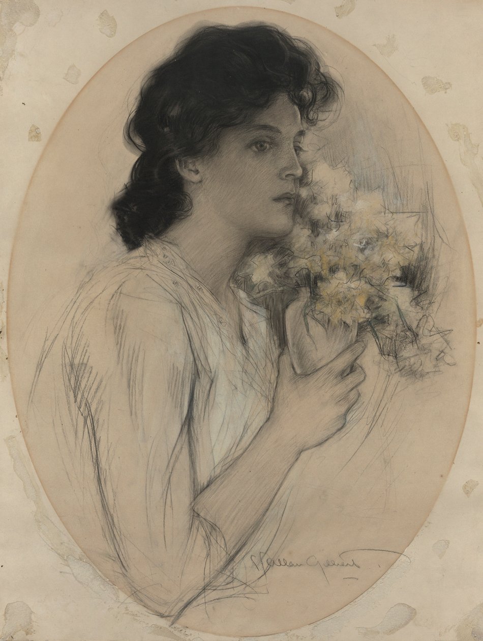 Lány virágokkal alkotó: Charles Allan Gilbert