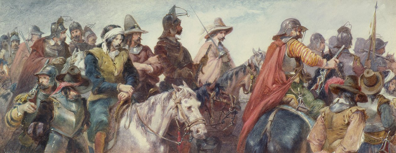 Rabokat kísérő lovasság (rajz) alkotó: Charles Cattermole
