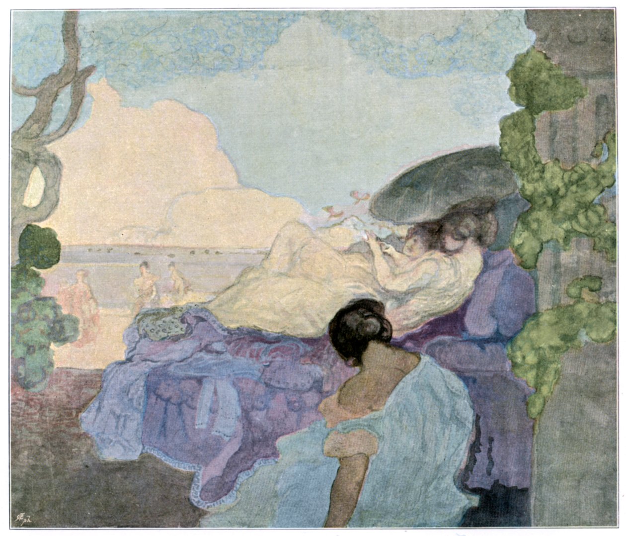 Nők pihennek a tenger mellett, 1898. alkotó: Charles Edward Conder