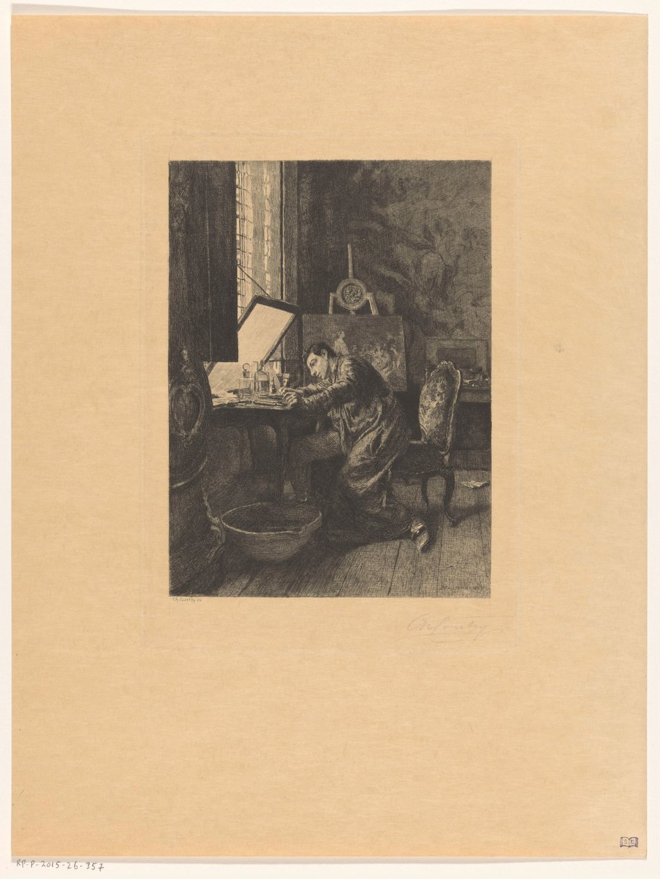 Rézkarc munka közben alkotó: Charles Courtry (signed by artist)