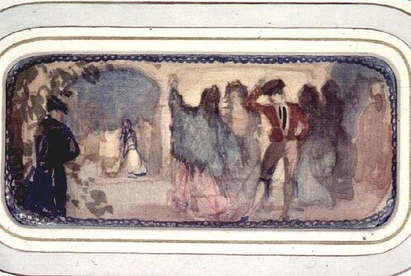 Egy spanyol jelenet: Figurák és épületek alkotó: Charles Edward Conder
