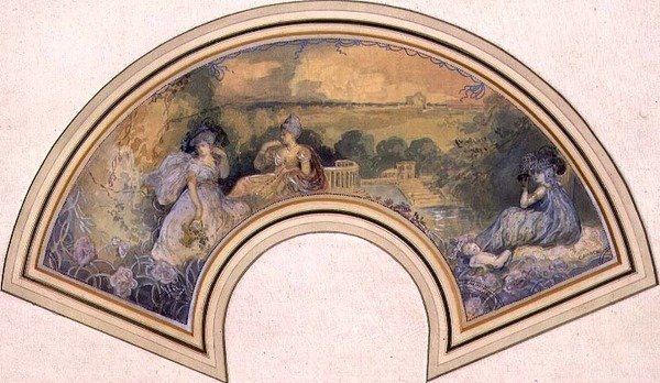 Tervezés ventilátorhoz, 1893-98 körül alkotó: Charles Edward Conder