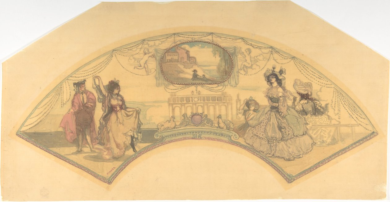 Fan Mount: The Spanish Piazza, 1896. alkotó: Charles Edward Conder