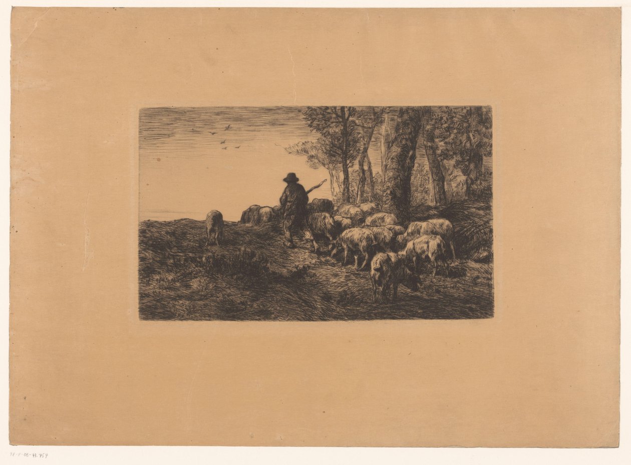 Pásztor sertések csoportjával alkotó: Charles Emile Jacque (attributed to)
