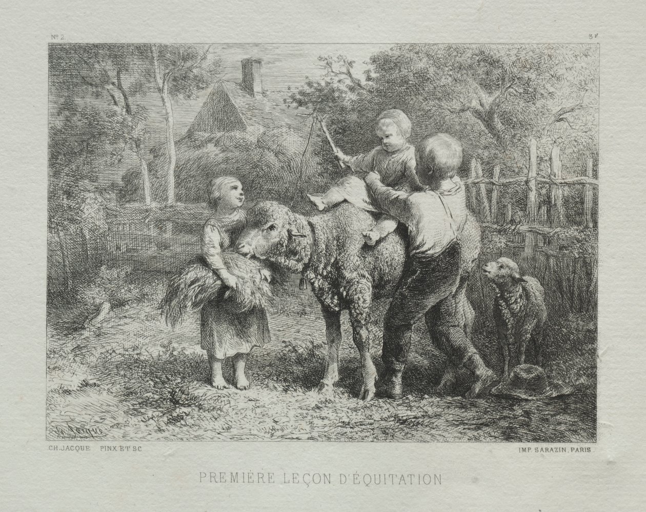 Első lovas lecke alkotó: Charles Emile Jacque