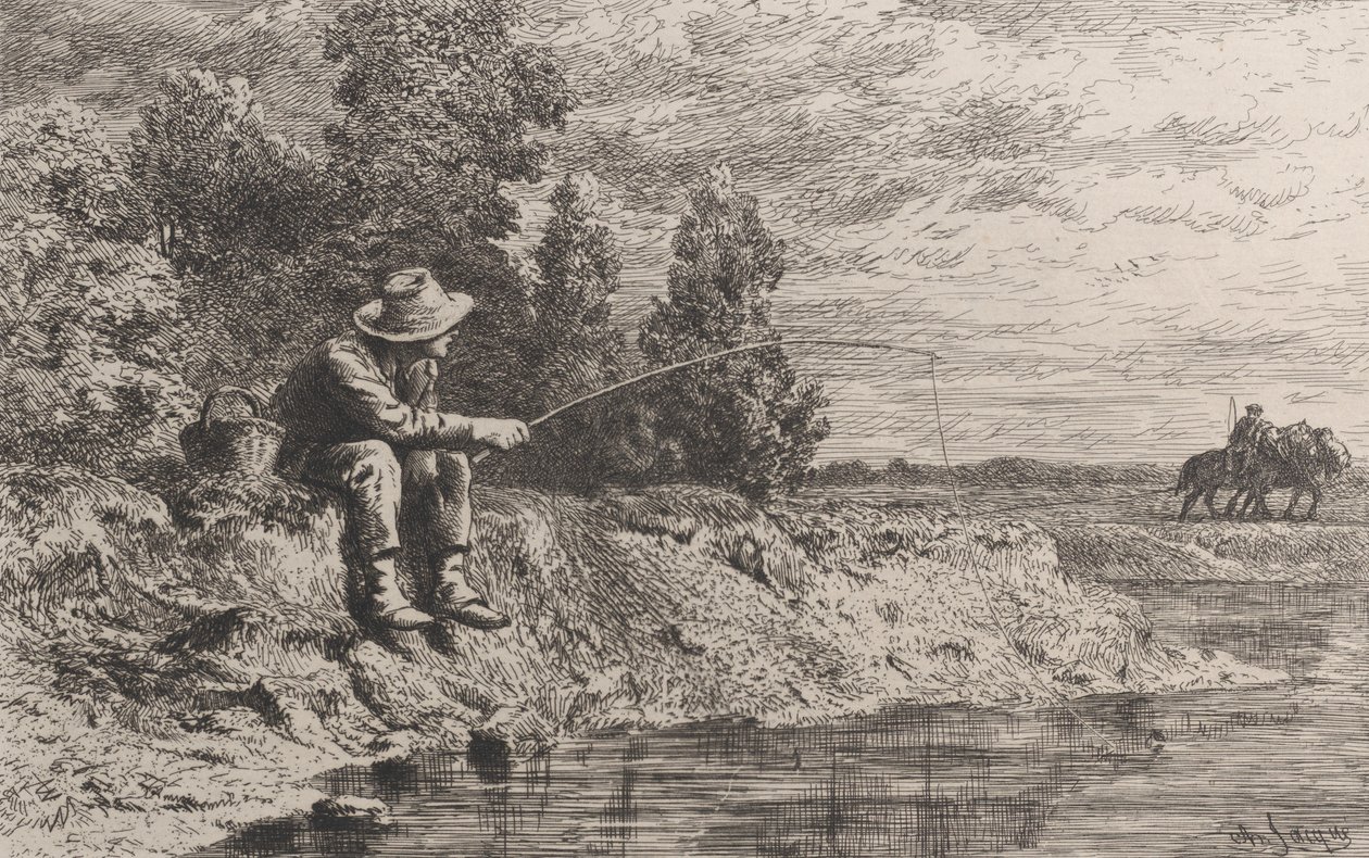 Roach horgászata, 1865. alkotó: Charles Emile Jacque