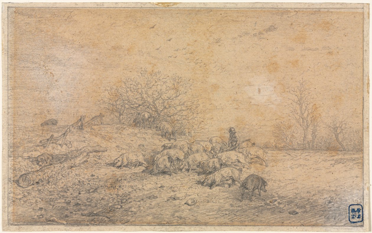 Disznócsorda, c. 1845. alkotó: Charles Emile Jacque