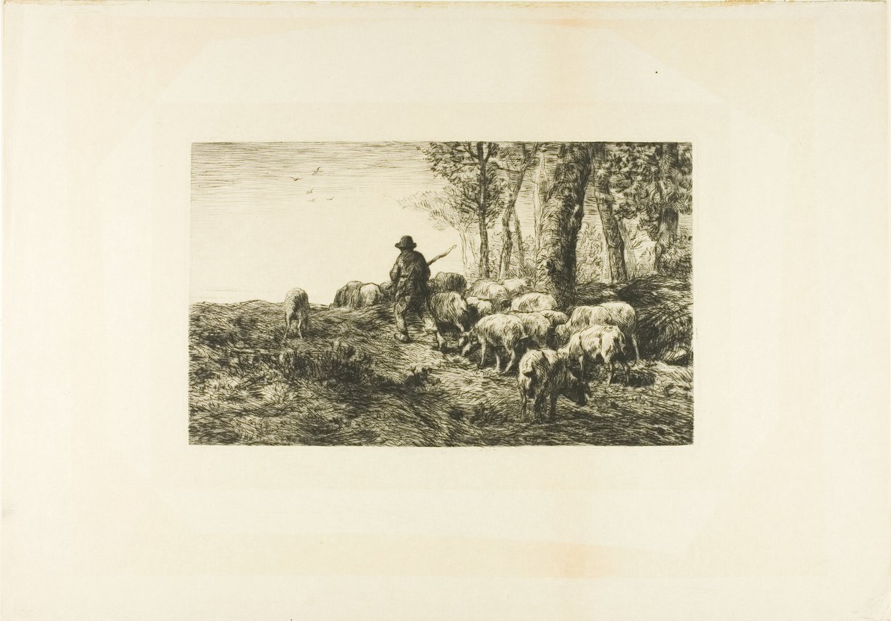 Sertéscsorda disznópásztorral alkotó: Charles Emile Jacque