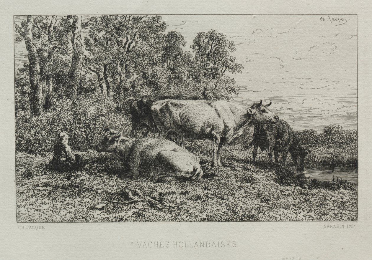 Holland tehenek alkotó: Charles Emile Jacque