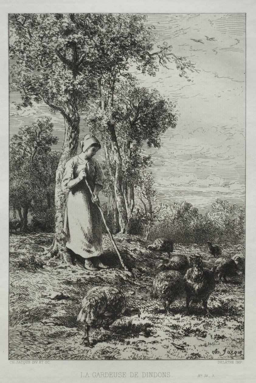 A pulykák őrzője alkotó: Charles Emile Jacque