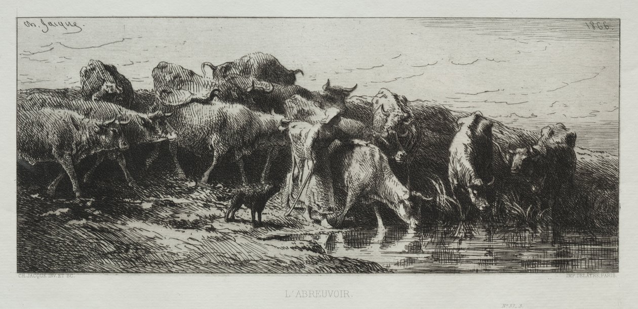 LAbreuvoir, 1866. alkotó: Charles Emile Jacque