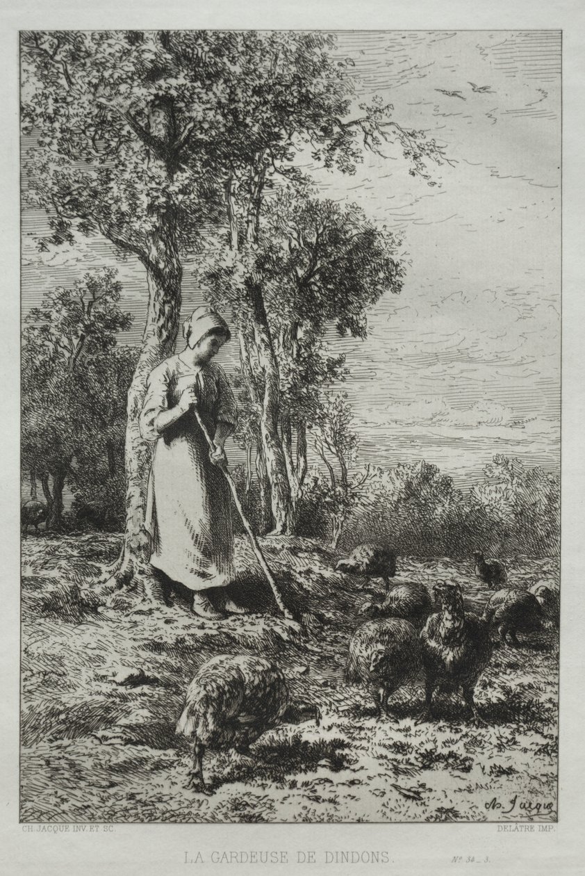 A pulykaőr. alkotó: Charles Emile Jacque