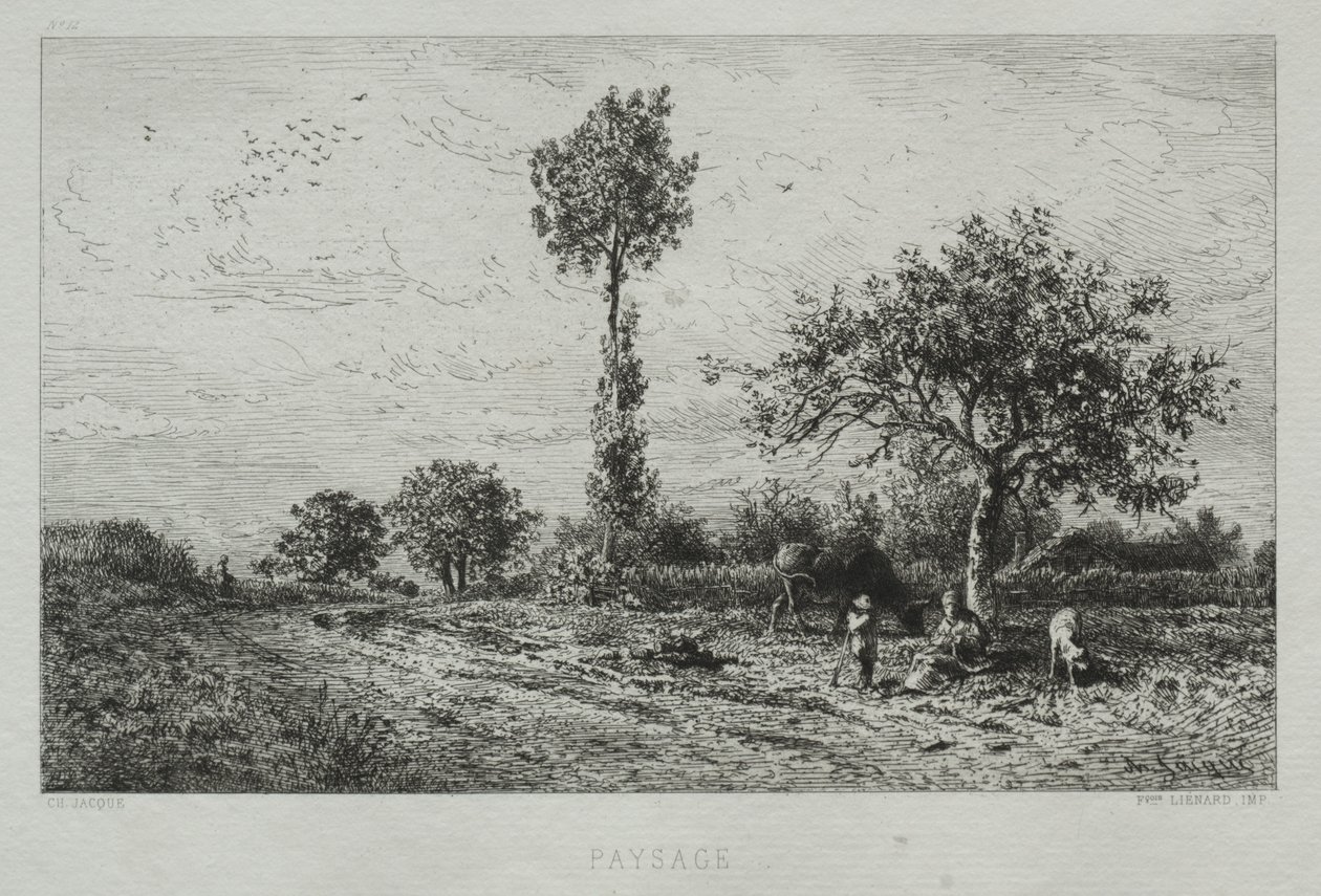 Tájkép. alkotó: Charles Emile Jacque