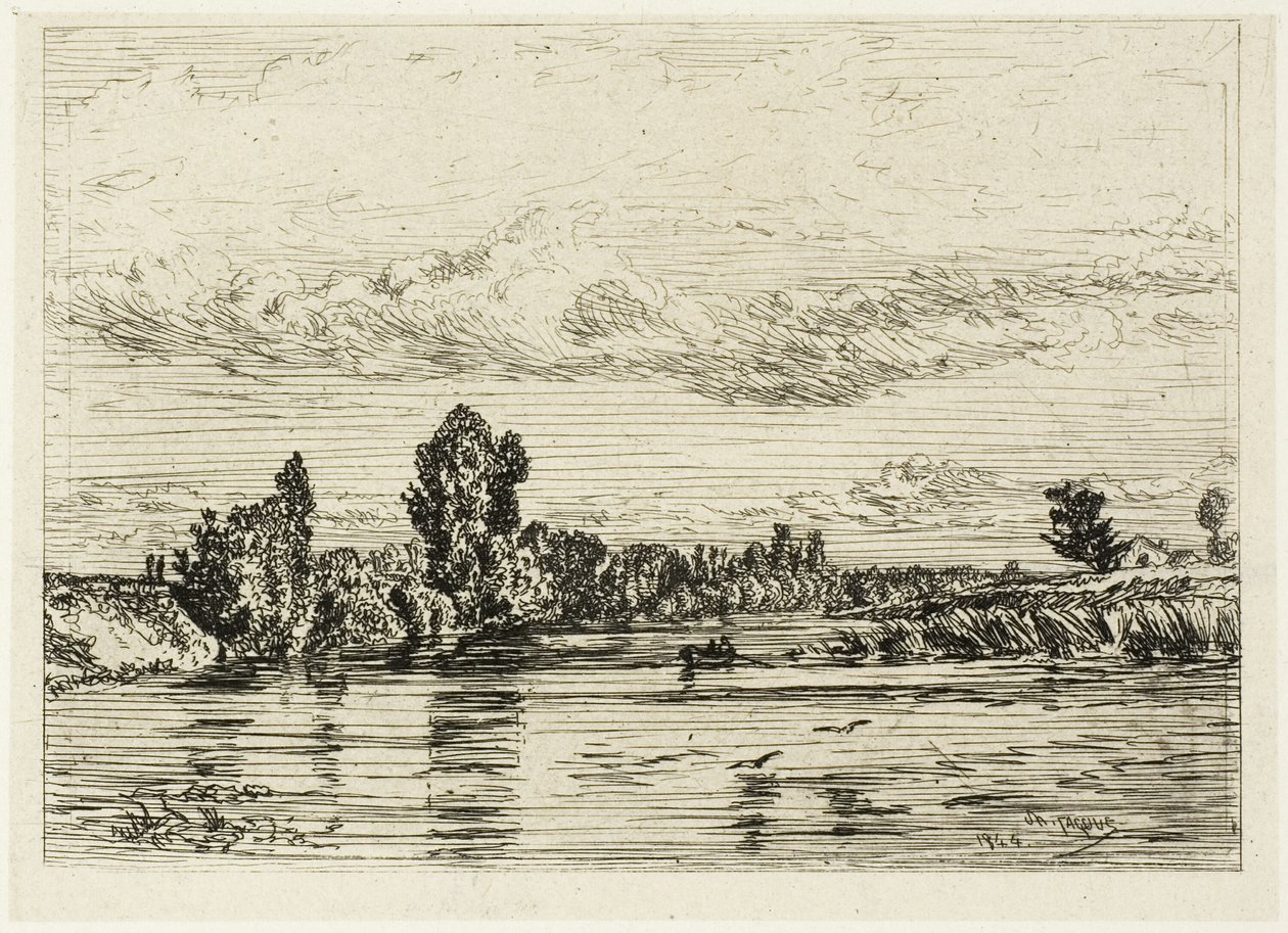 Táj Asnières közelében alkotó: Charles Emile Jacque
