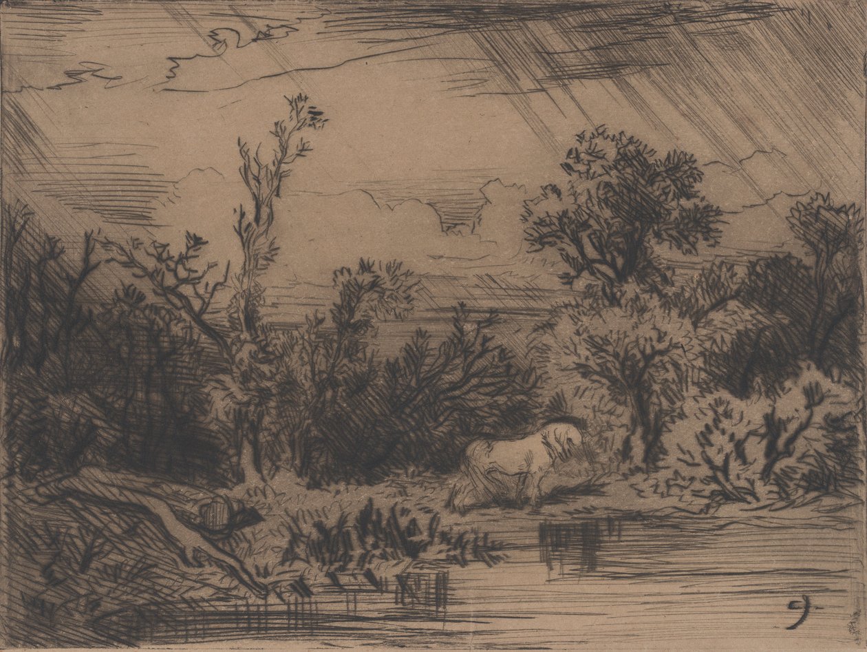 Táj zivatarral, 1848. alkotó: Charles Emile Jacque