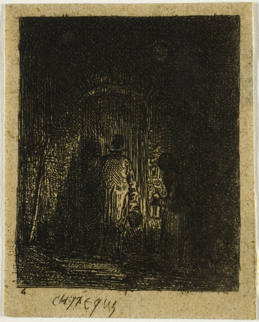 Férfi és nő lámpásokkal alkotó: Charles Emile Jacque