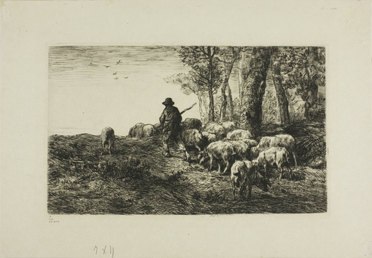 Férfi disznócsordával alkotó: Charles Emile Jacque