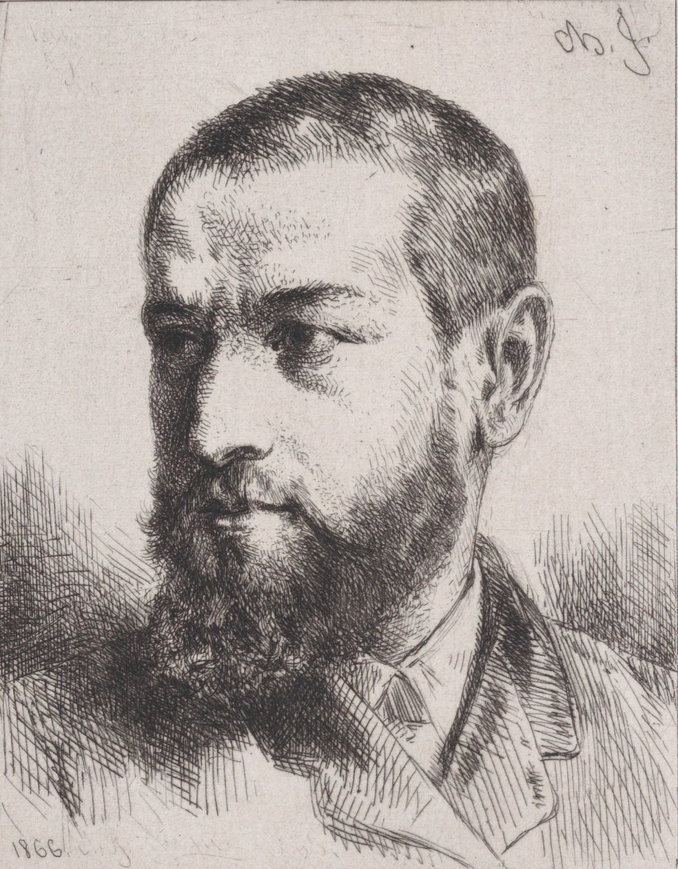 J.J. Guiffrey portréja, 1866. alkotó: Charles Emile Jacque