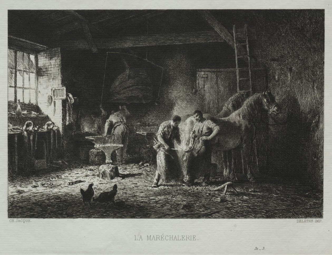 A kovácsműhely. alkotó: Charles Emile Jacque