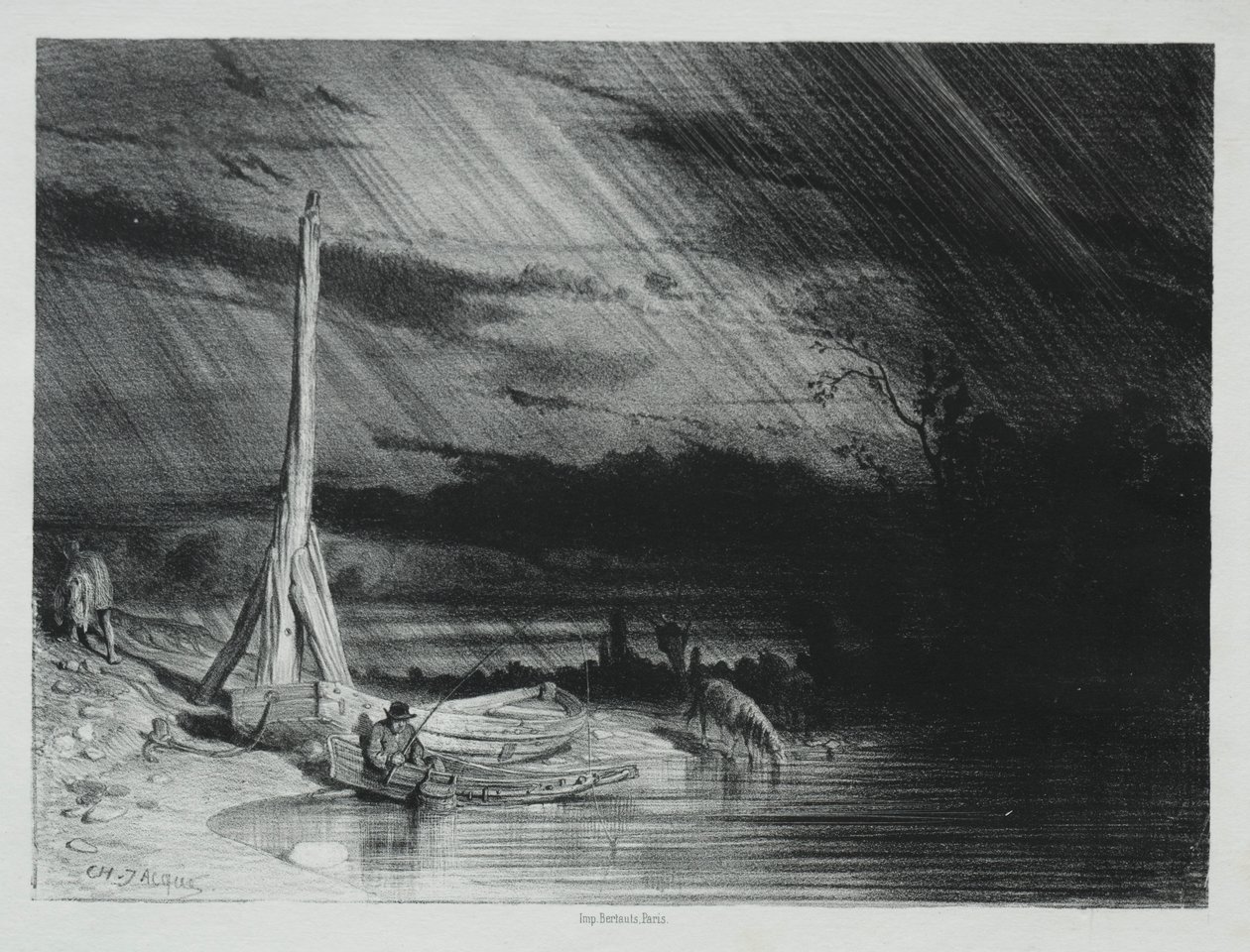 A halász, esős idő, 1847. alkotó: Charles Emile Jacque