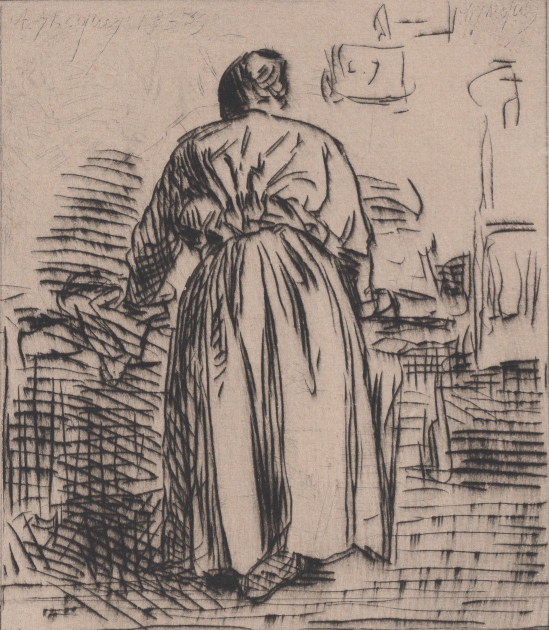 A vasaló asszony, 1843. alkotó: Charles Emile Jacque