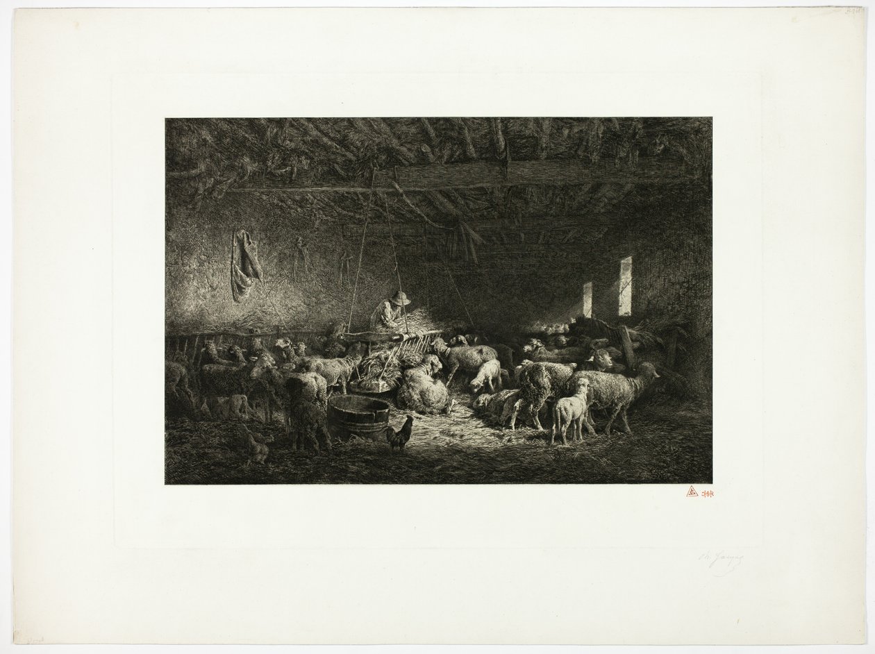 A nagy báránytartó (vízszintes tányér) alkotó: Charles Emile Jacque