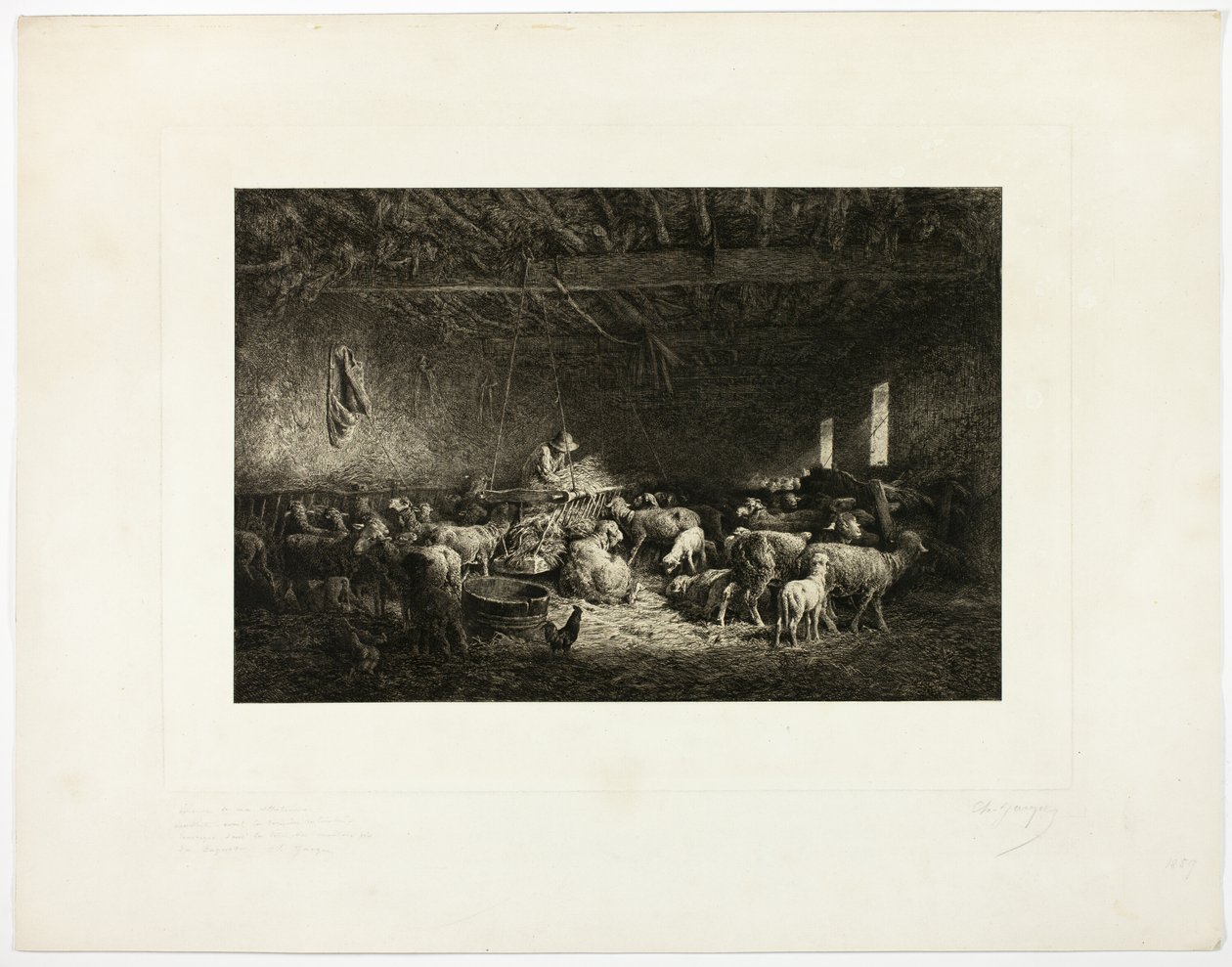 A nagy báránytartó, vízszintes tányér alkotó: Charles Emile Jacque