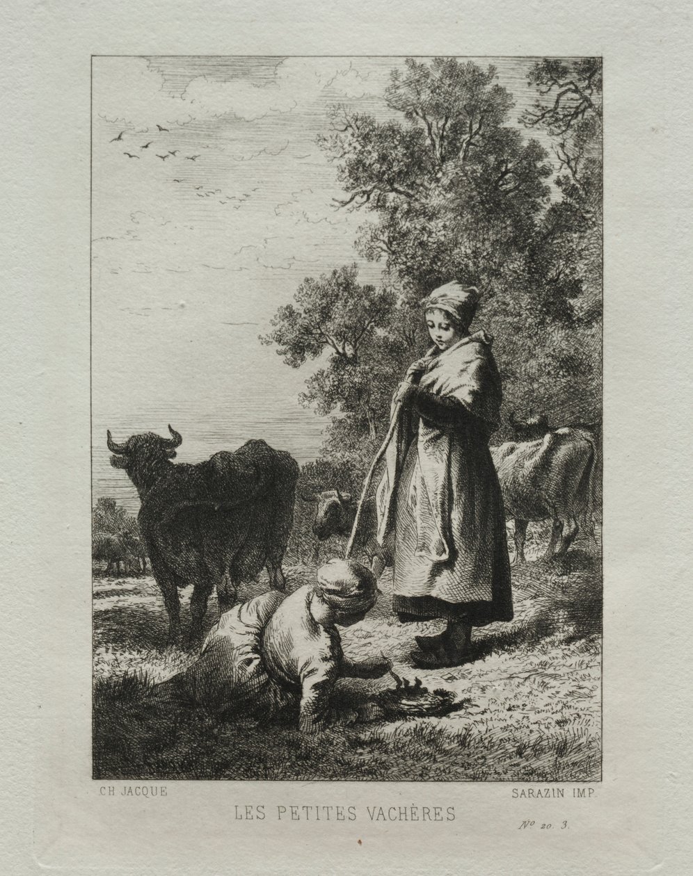 A kis tehénpásztorok. alkotó: Charles Emile Jacque