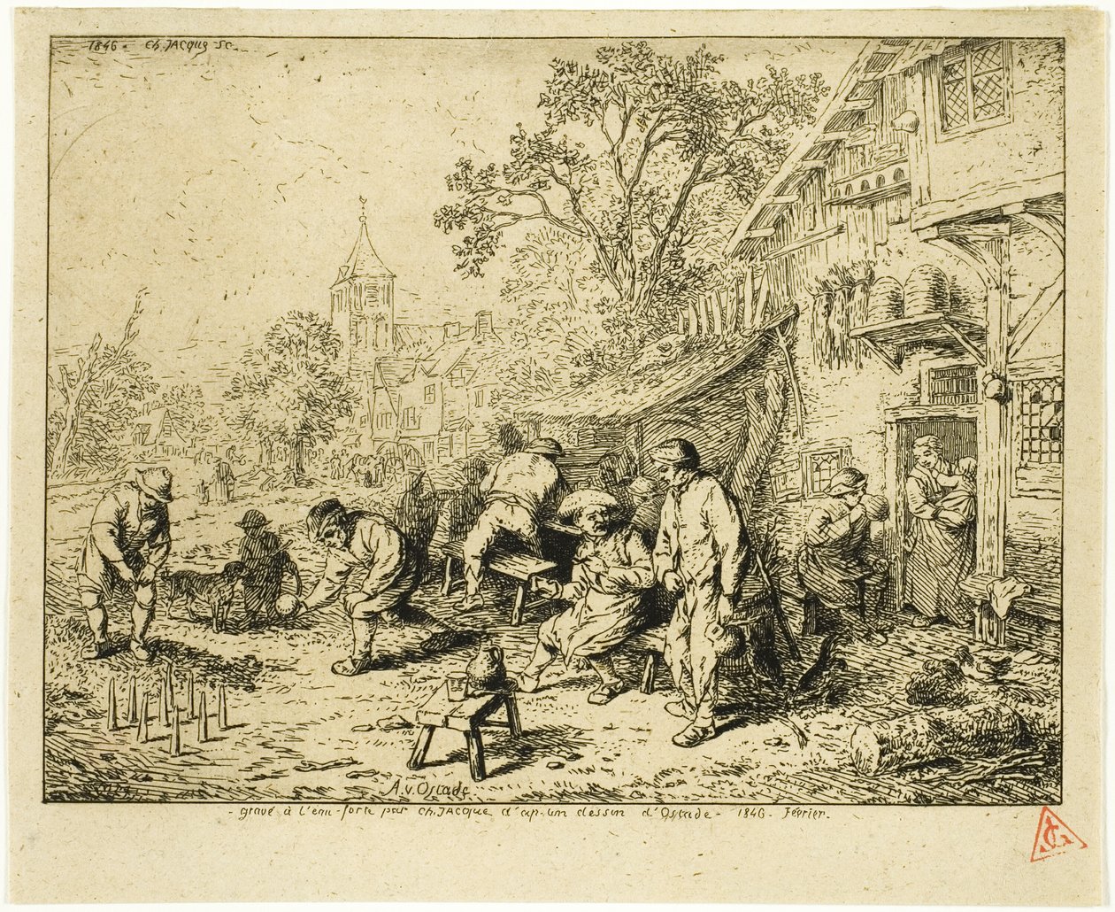 The Ninepin Players alkotó: Charles Emile Jacque