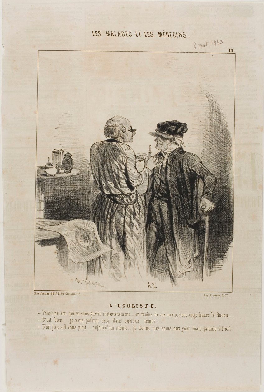 Az okulist (18. tábla) alkotó: Charles Emile Jacque
