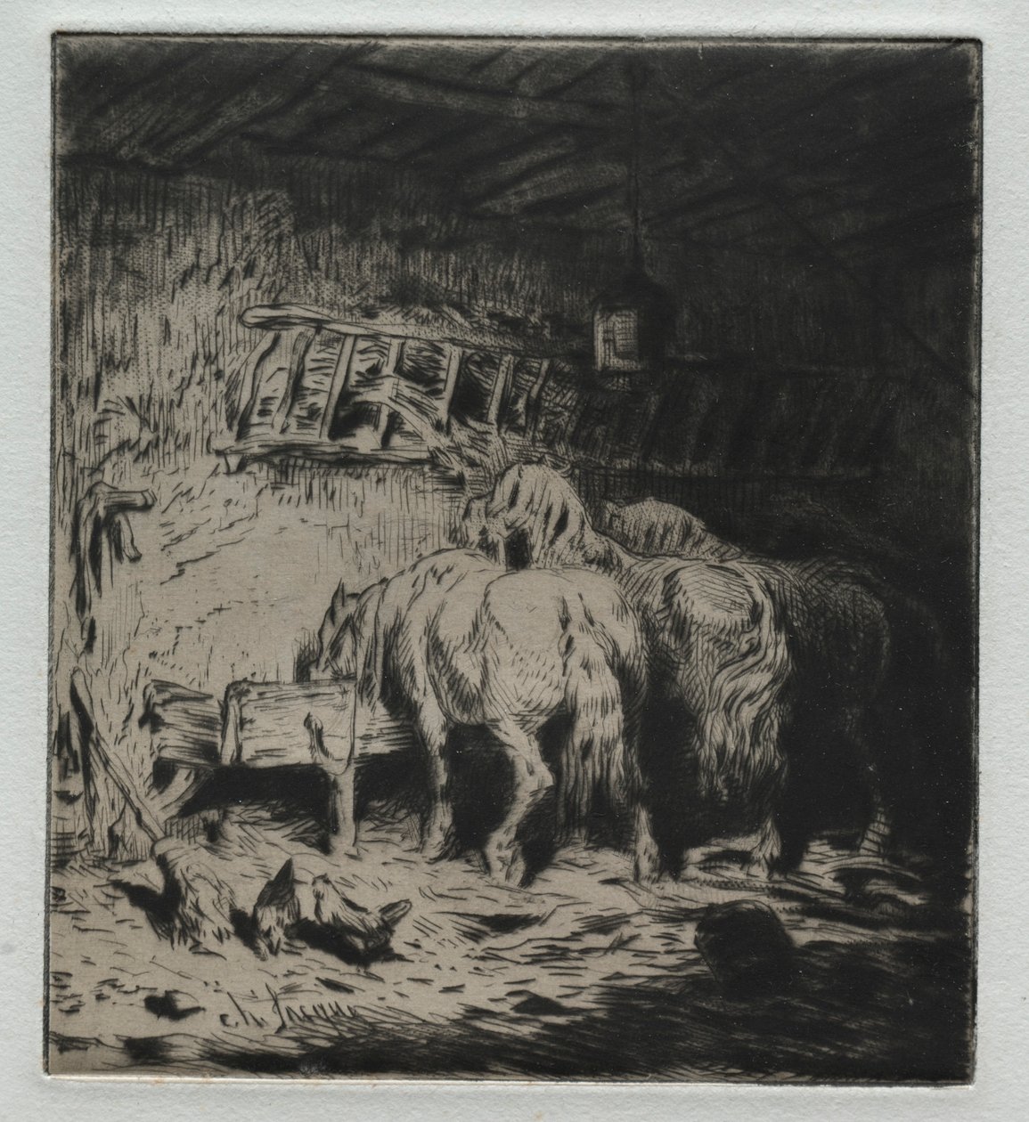 Az istálló. alkotó: Charles Emile Jacque