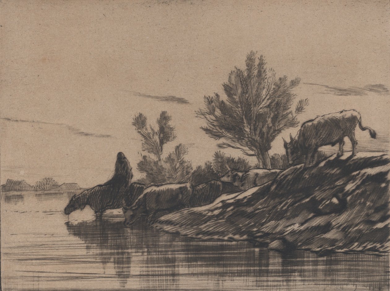 Az öntözőlyuk, 1848. alkotó: Charles Emile Jacque