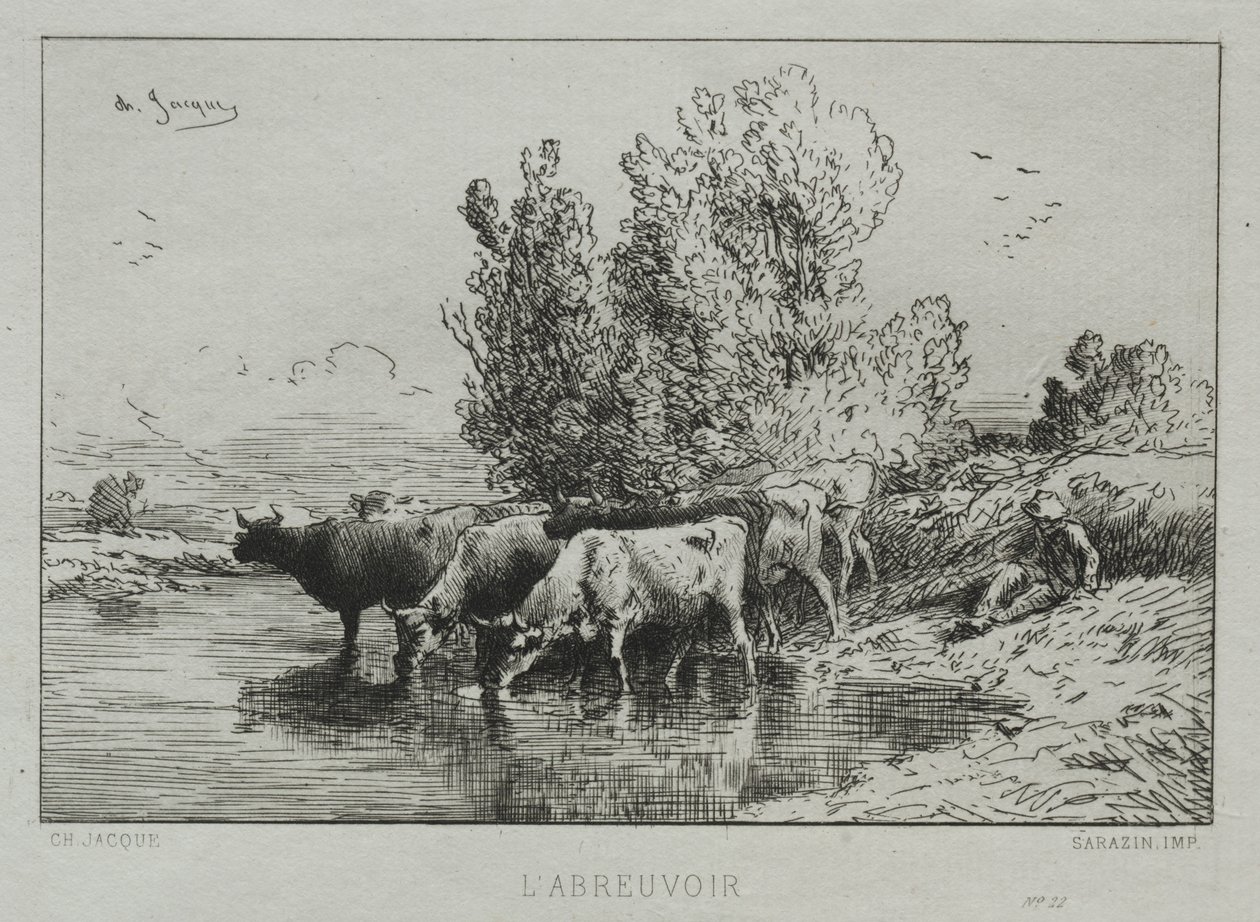 Az öntözőhely. alkotó: Charles Emile Jacque
