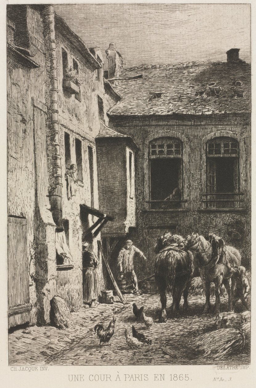 Egy párizsi udvar, 1865. alkotó: Charles Emile Jacque