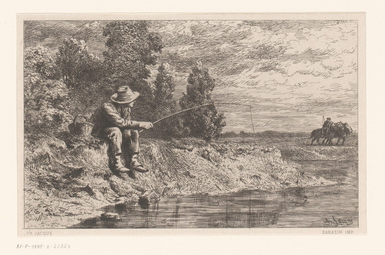 Halász a vízen Peche au Gardon alkotó: Charles Emile Jacque