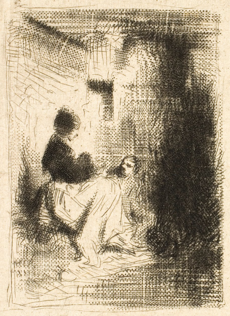 Nő és gyermekei alkotó: Charles Emile Jacque