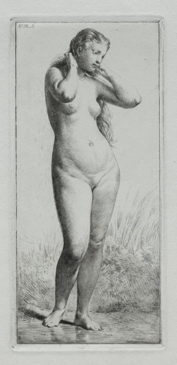 Fiatal nő fürdő alkotó: Charles Emile Jacque
