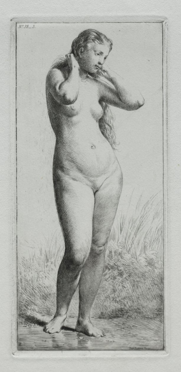 Fiatal nő fürdés. alkotó: Charles Emile Jacque