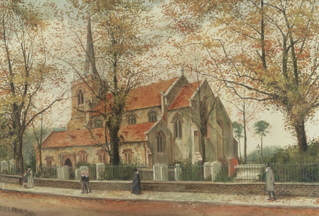 Kilátás a St Marys Churchre, Stoke Newington alkotó: Charles Francis